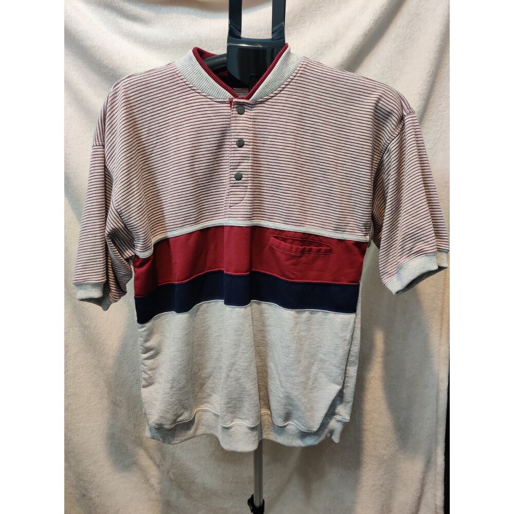 Vintage Towncraft Shirt Men's Size Large Quarter Button Short Sleeve Henley
